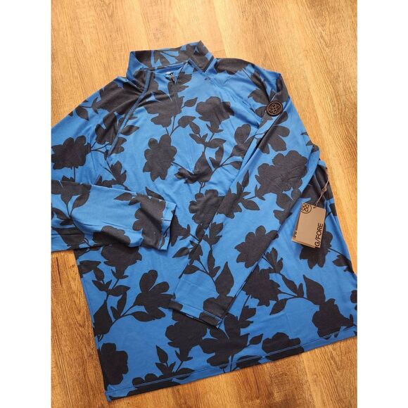 G/Fore NWT Men's XL 1/4 Zip Pullover Performance Racer Blue Navy Floral Golf NWT - Picture 1 of 9